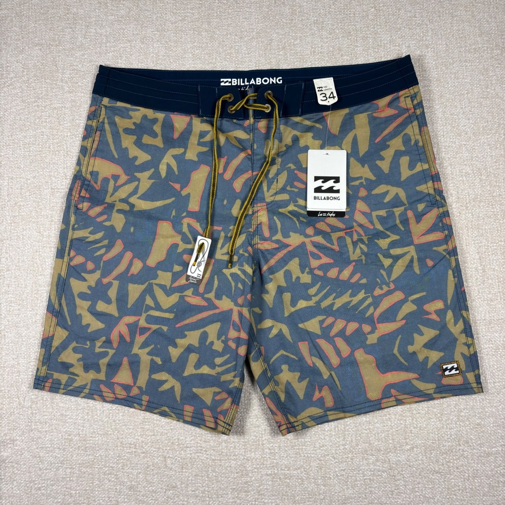 Billabong Lo Tides Sundays LT Board Shorts Mens 34 Blue Abstract Swim Trunks NEW